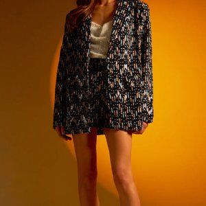 Matching sequin blazer and shorts set